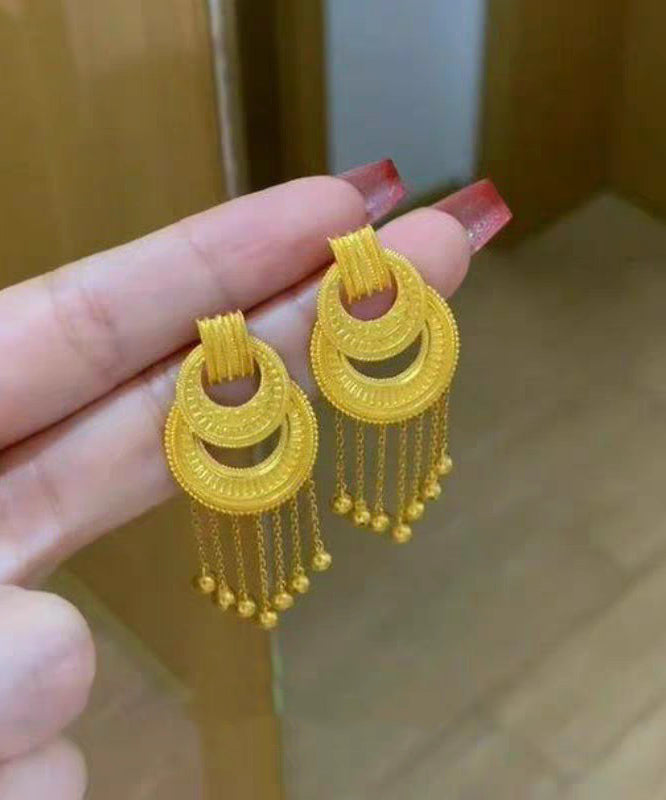 Gold Ancient Gold Tassel Drop Earrings