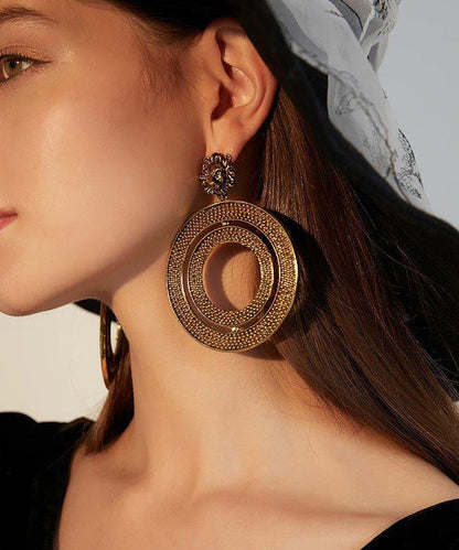Gold Circle Exaggeration Gold Plated Drop Earrings