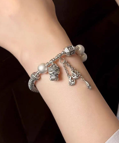 Silk Sterling Silver Agate Tassel Charm Bracelet Df1033
