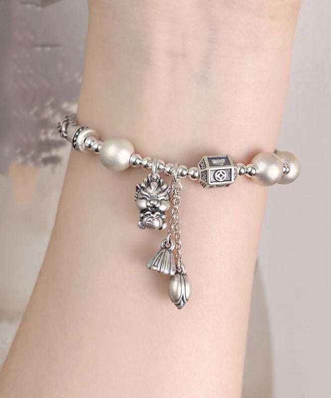 Silk Sterling Silver Agate Tassel Charm Bracelet Df1033