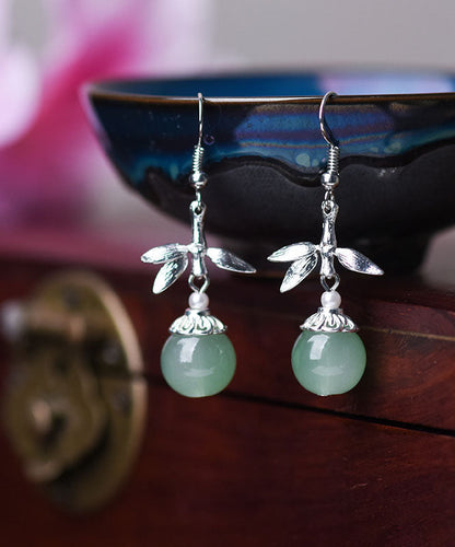 Silk Sterling Silver Coloured Glaze Pearl Bamboo Joint Drop Earrings