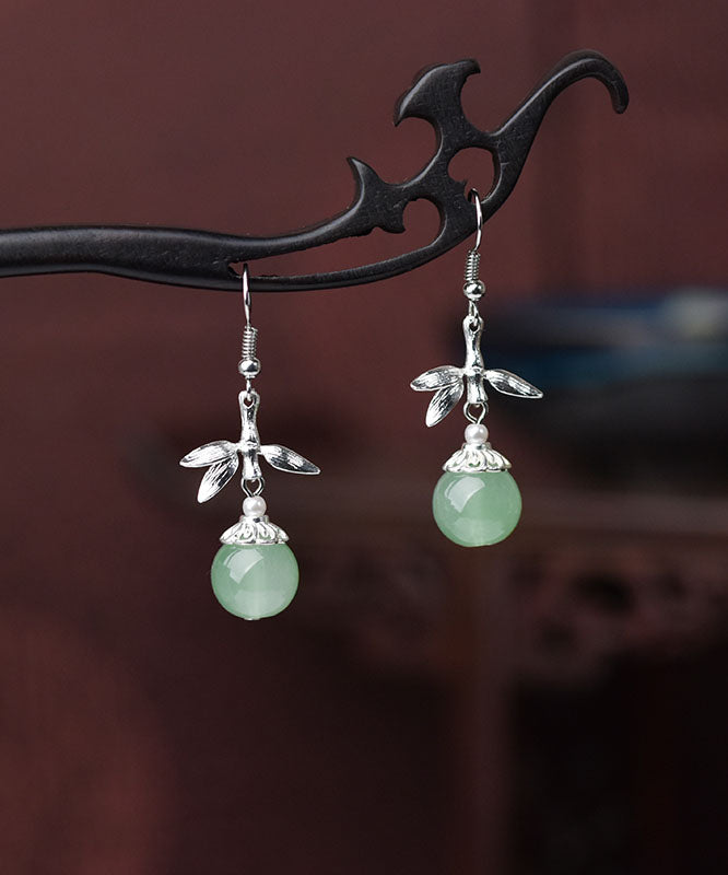 Silk Sterling Silver Coloured Glaze Pearl Bamboo Joint Drop Earrings