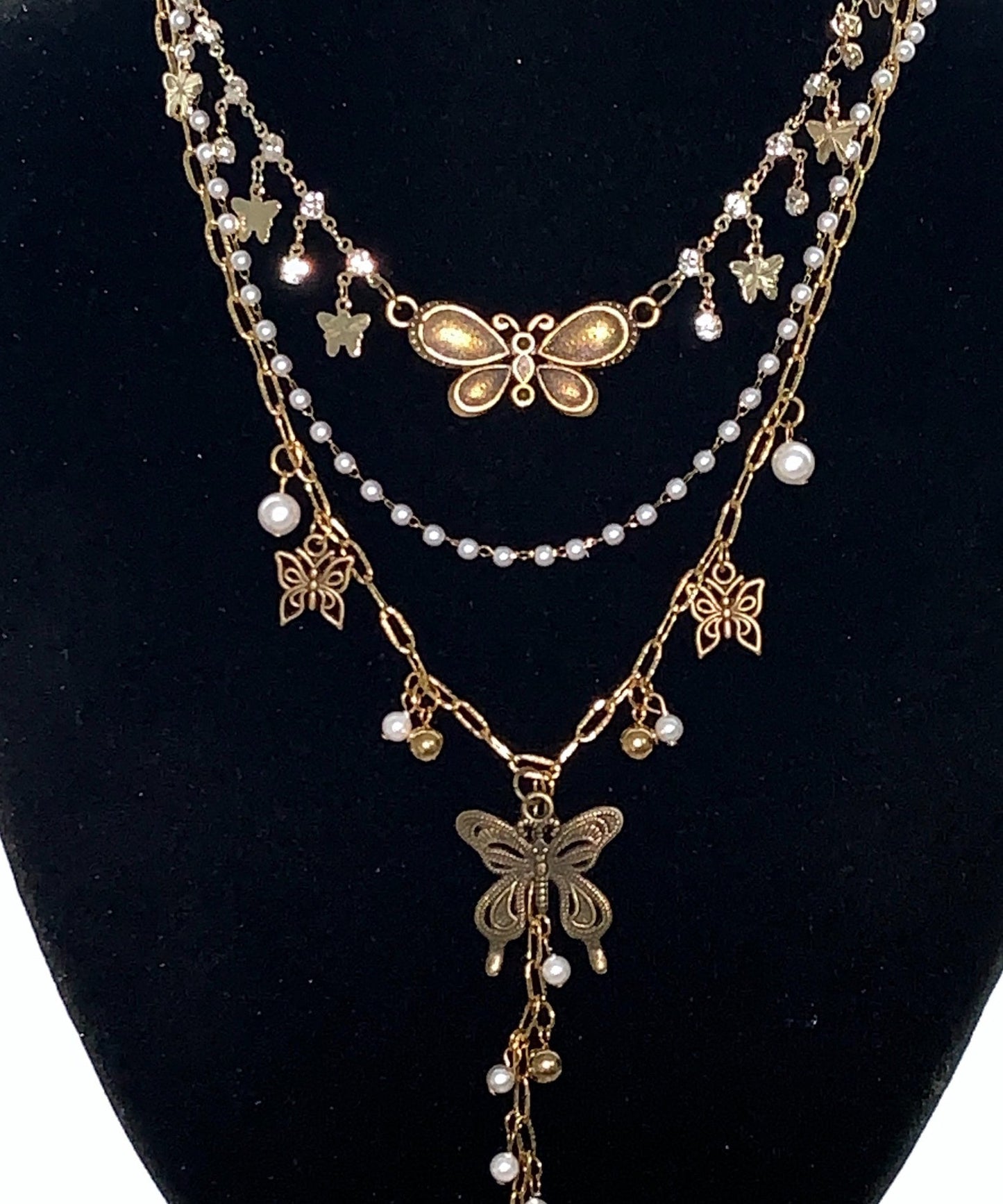 Stainless Steel Butterfly Multi-layer Pendant Necklace