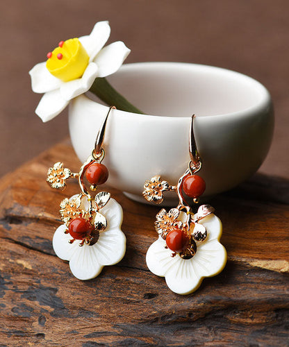 White the Sunflowers Metal Drop Earrings