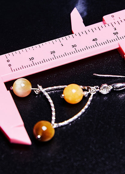Yellow Gem Stone Original Design Drop Earrings