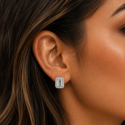 "wahlberg" Emerald Cut Stud Earrings