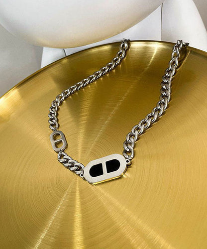 Black Stainless Steel Pig Nose Necklace