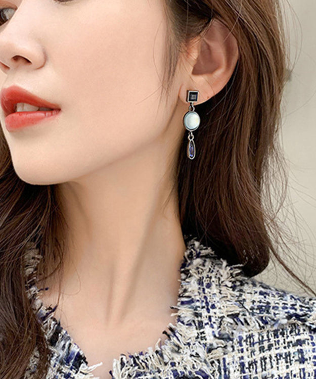 Blue Sterling Silver Alloy Crystal Water Drop Drop Earrings