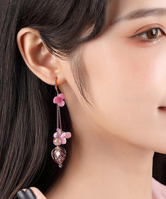 Rose Sterling Silver Pearl Coloured Glaze Drop Earrings