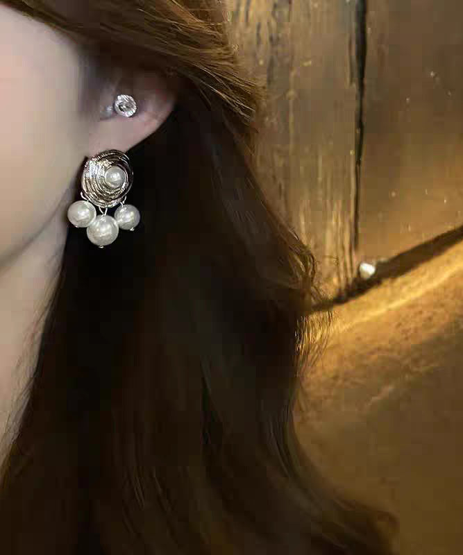 Silk Sterling Silver Pearl Stud Earrings