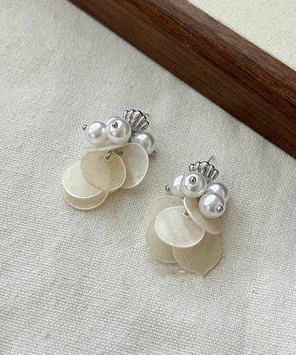 White Silver Pearl Shell Tasseldrop Earring