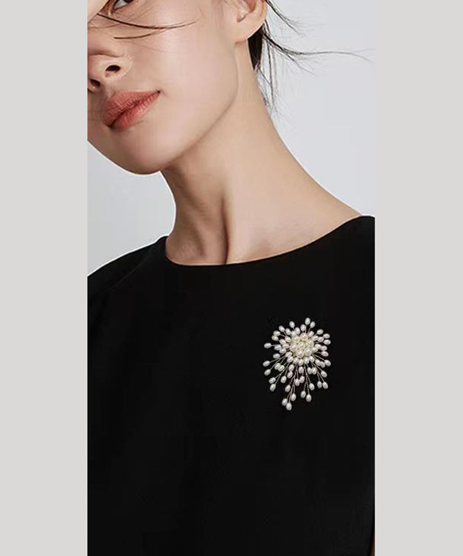 Original White Copper Overgild Pearl Fireworks Brooches