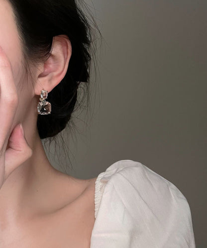 Uniquetransparent Alloy Square Crystal Stud Earrings
