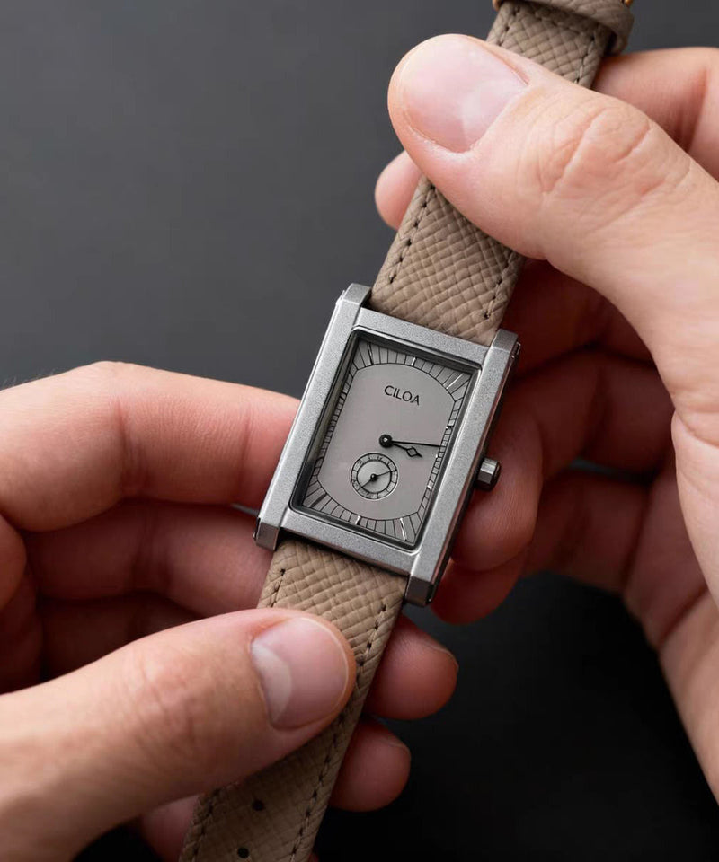 Khaki Leather Square Mechanical Watches