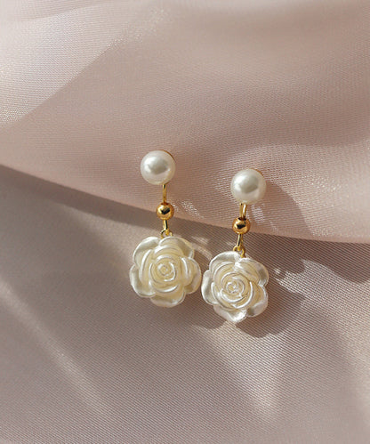 Style White Alloy Pearl Drop Earrings
