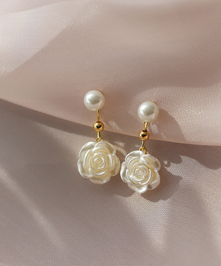 Style White Alloy Pearl Drop Earrings