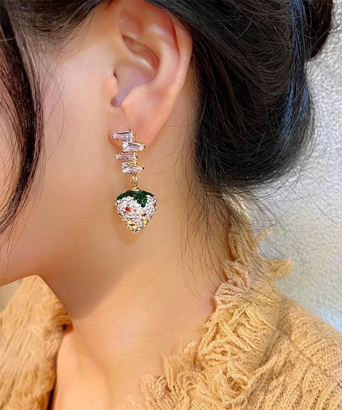 Diy Colorblock Copper Zircon Tassel Drop Earrings