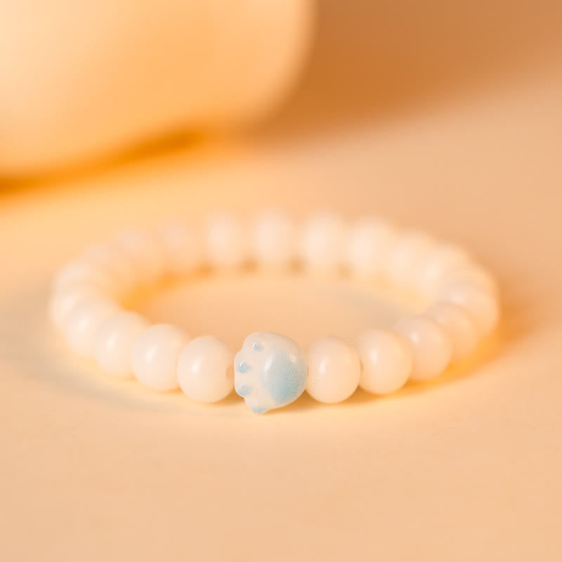 Buddha Stones Natural Bodhi Seed Paw Lucky Cat Paw Peace Bracelet