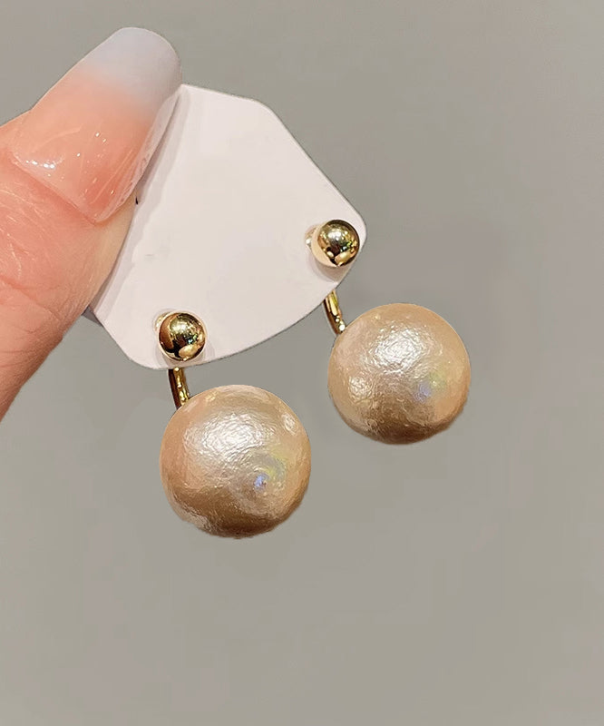 Champagne Copper 14k Gold Pearl Stud Earrings