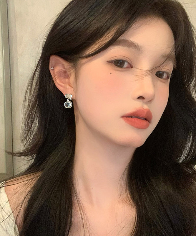 Blue Alloy Crystal Drop Earrings
