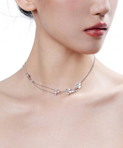 Silver Double Layer Chain Copper Choker