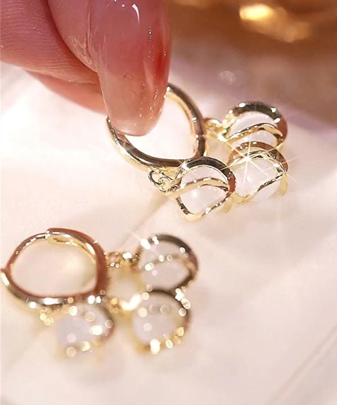 Modern White Sterling Silver Alloy Gem Stone Lily of the Valley Drop Earrings