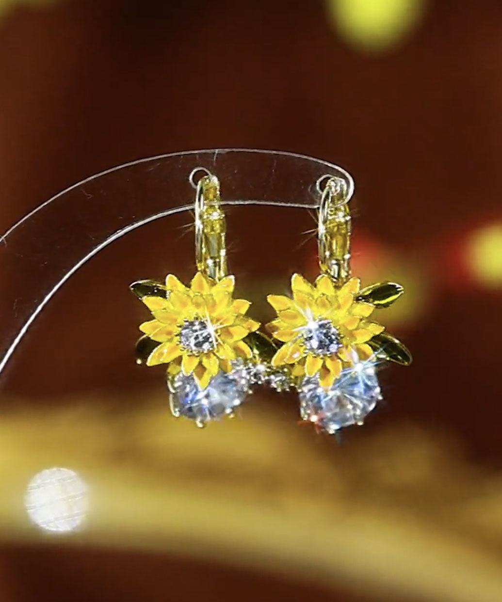 Yellow Sterling Silver Alloy Zircon Drop Earrings