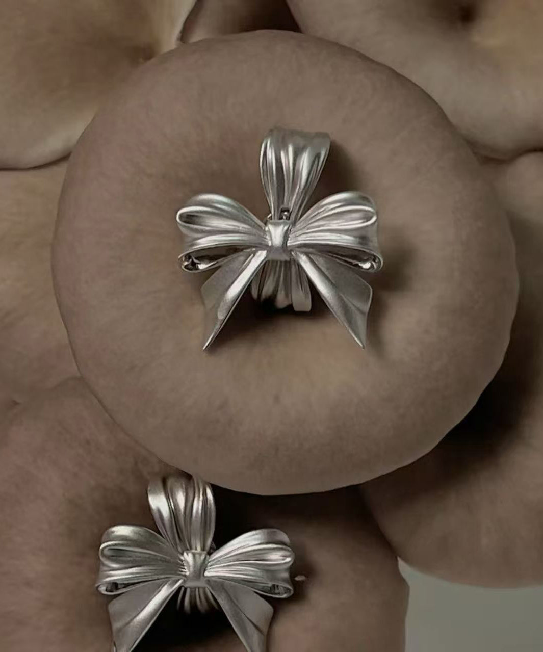 Silk Sterling Silver Bow Stud Earrings