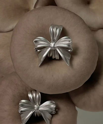 Silk Sterling Silver Bow Stud Earrings