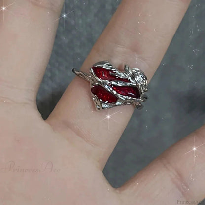Dark Crimson Crystal Arachnid Celestial Band