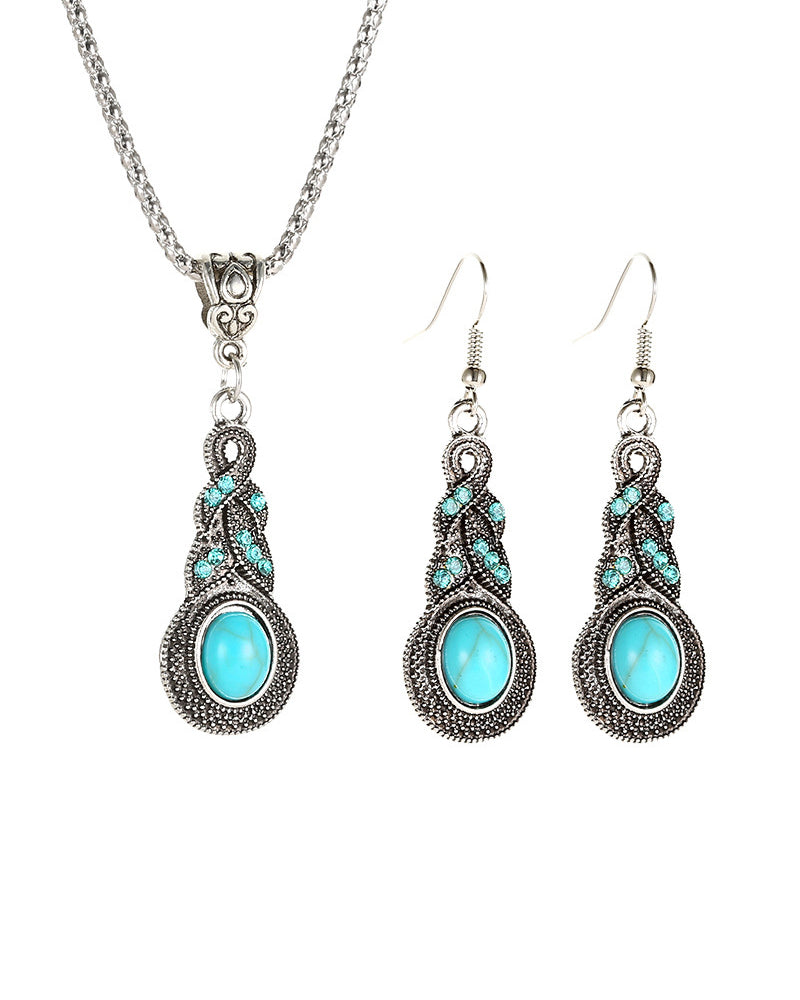 Turquoise Drop Earrings and Necklace