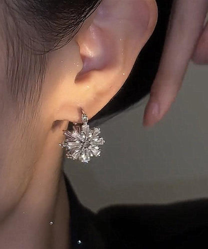 Silk Copper Zircon Snow Hoop Earrings