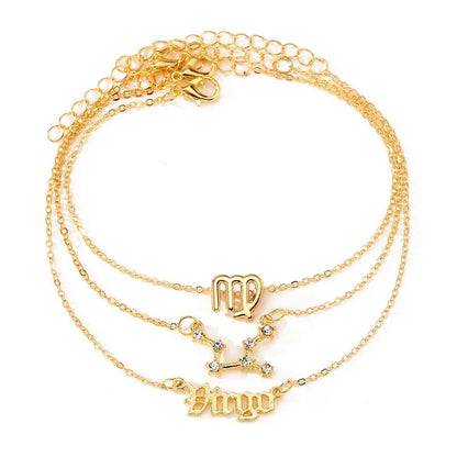 Celestial Trio: Star Zodiac Anklet Set