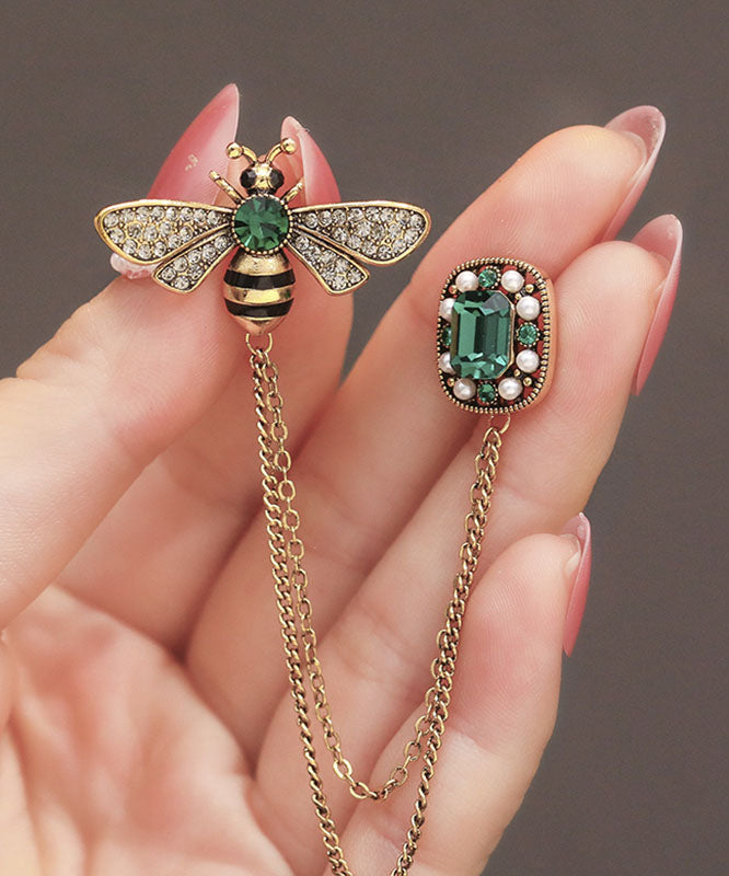 Copper Overgild Zircon Bee Tassel Brooches