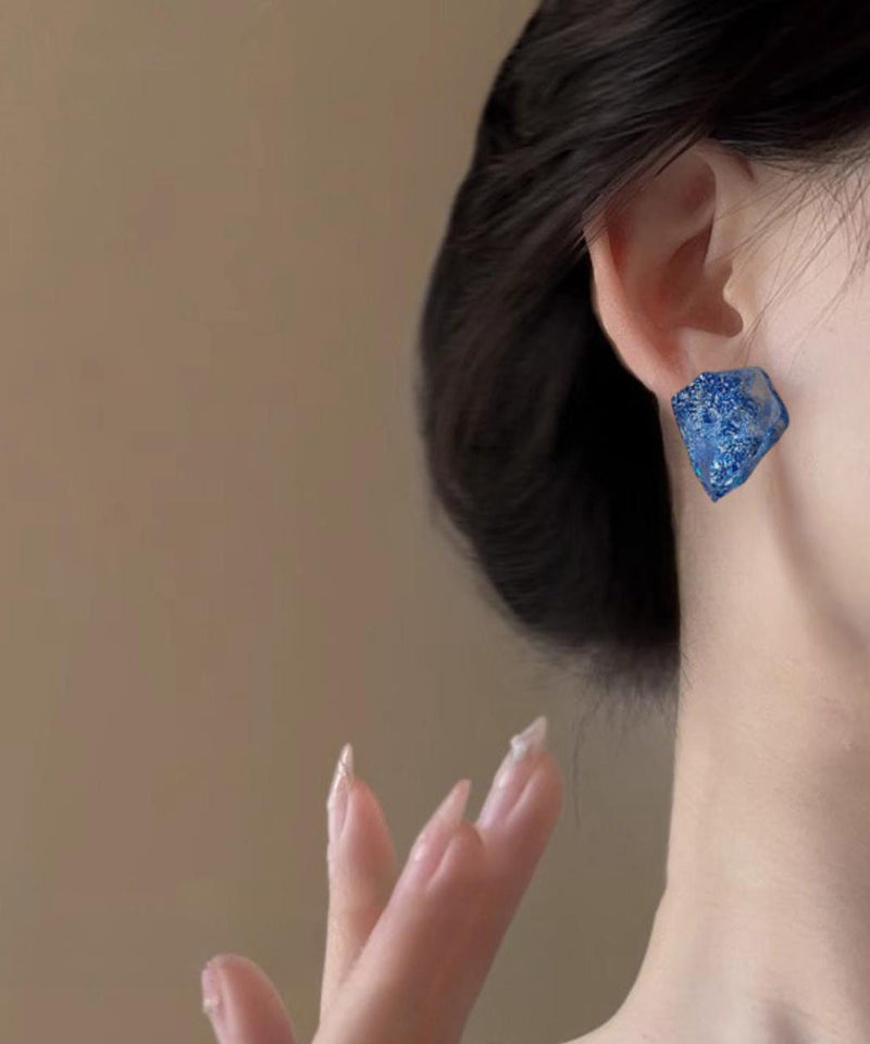 Blue Personalized Irregular Alloy Resin Earrings