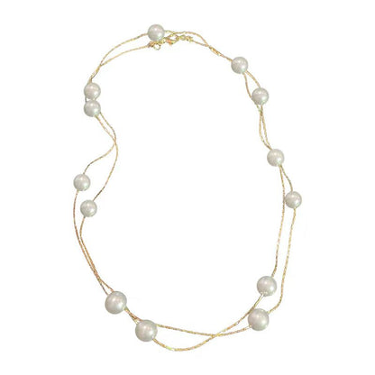 Gold Alloy Double Layered Pearl Necklace