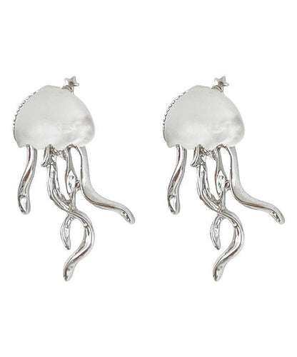 Silk Copper Resin Jellyfish Stud Earrings