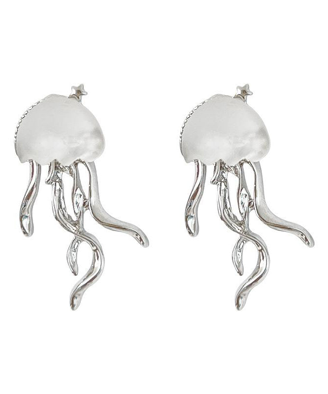 Silk Copper Resin Jellyfish Stud Earrings