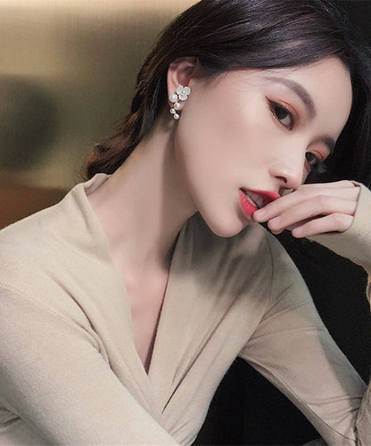 Classy White Alloy Pearl Stud Earrings