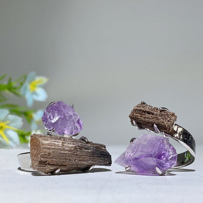 Adjustable Double Raw Crystal Stone Spiritual Ring Healing Energy