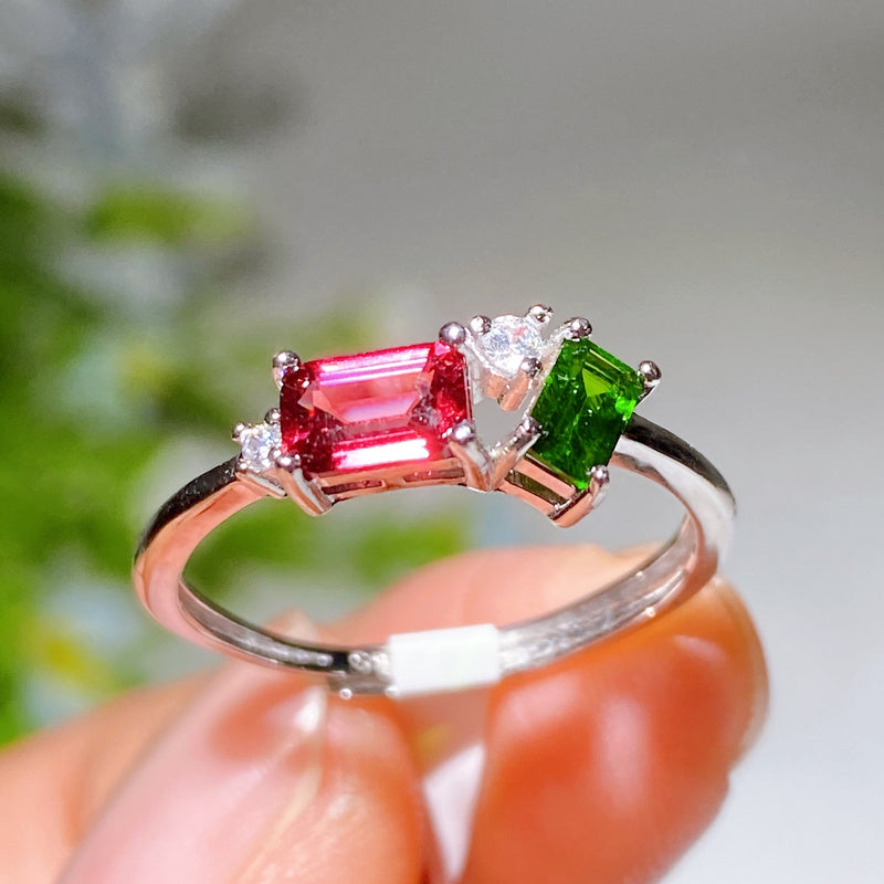 Adjustable S925 Crystal Healing Ring With Multi Gemstones