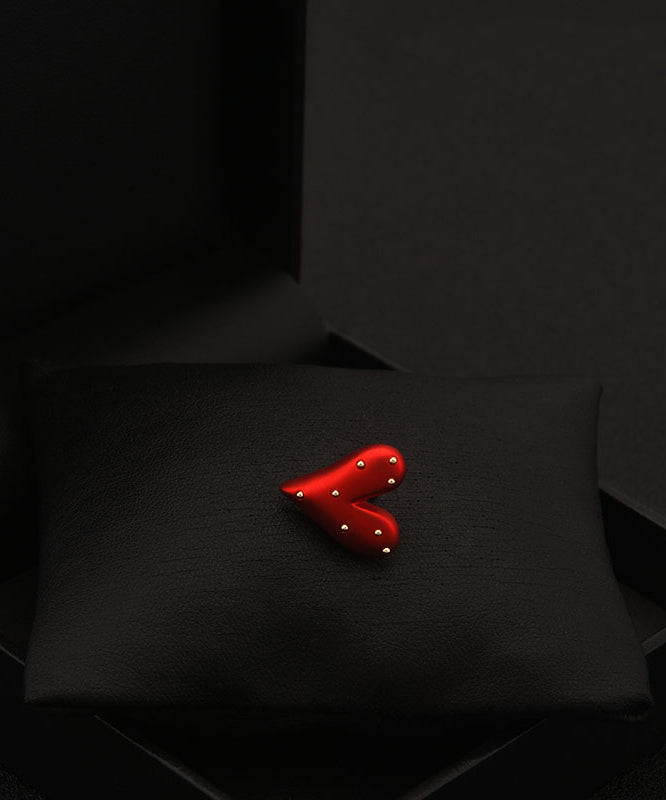 Red Stainless Steel Love Brooch