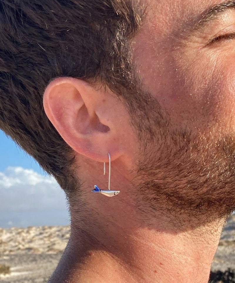 Original Small Fish Handmade Silver Enamel Earrings