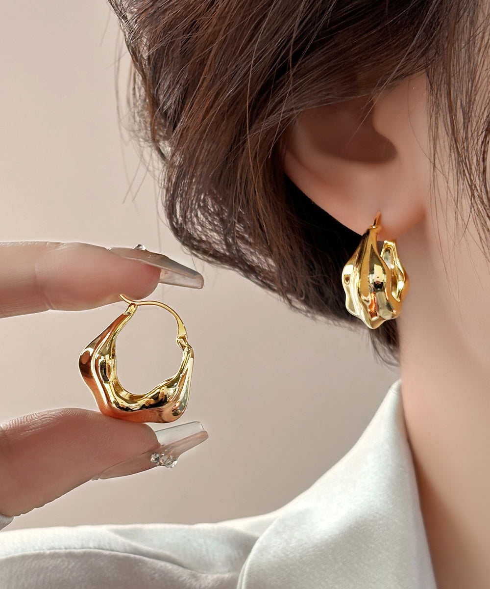 Gold Copper Overgild Hoop Earrings