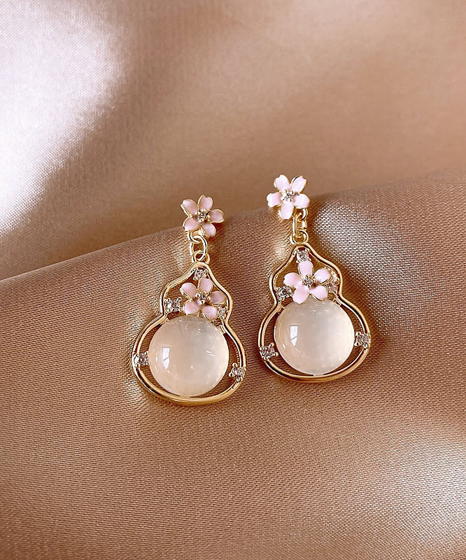 Gold Copper Alloy Gourd Drop Earrings