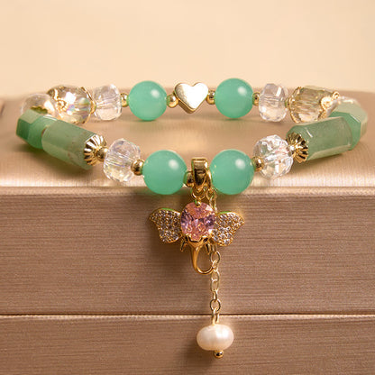 Amethyst Green Aventurine Elephant Charm Bracelet