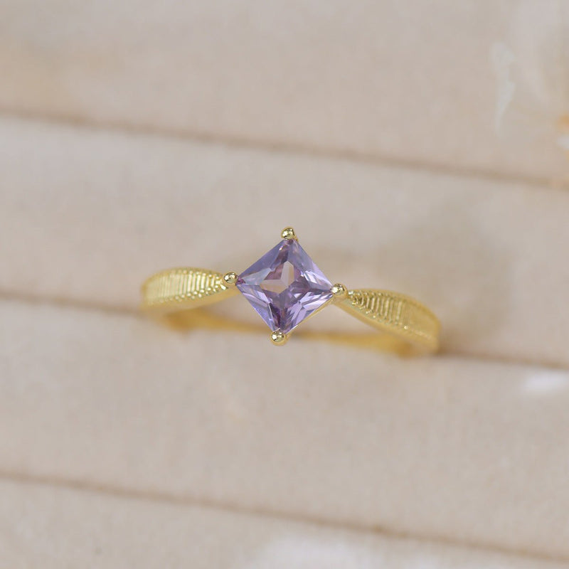 Amethyst Princess Solitaire Ring