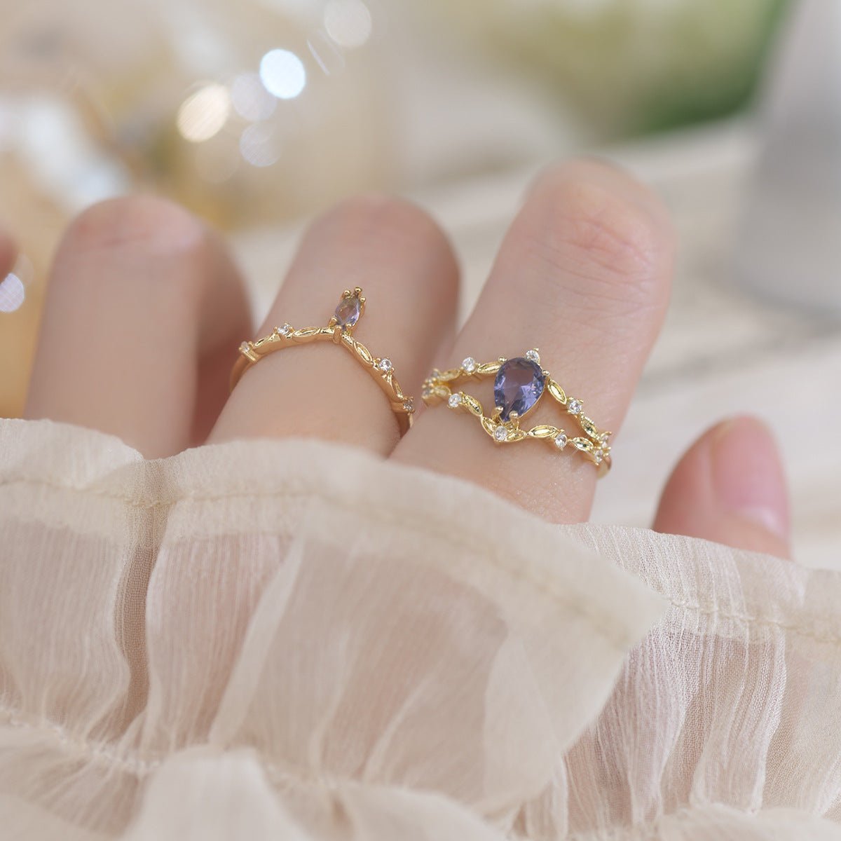 Violet Rococo Ring Set
