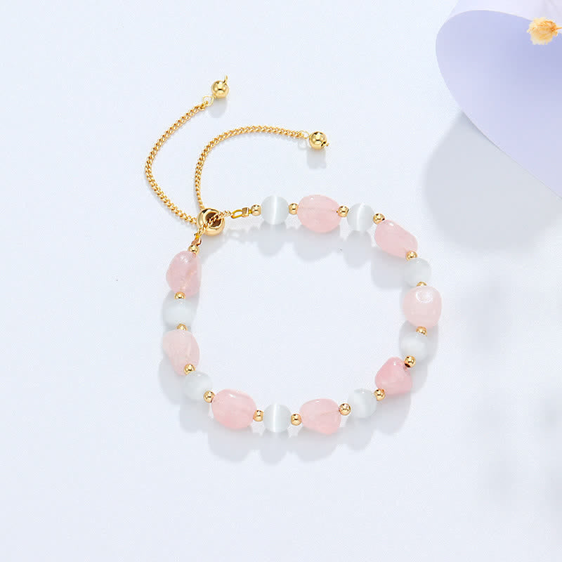 Amethyst Spiritual Awareness Bracelet With Pink Crystal & Quartz