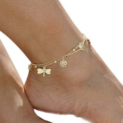 Dragonflies & Roses Summer Anklet